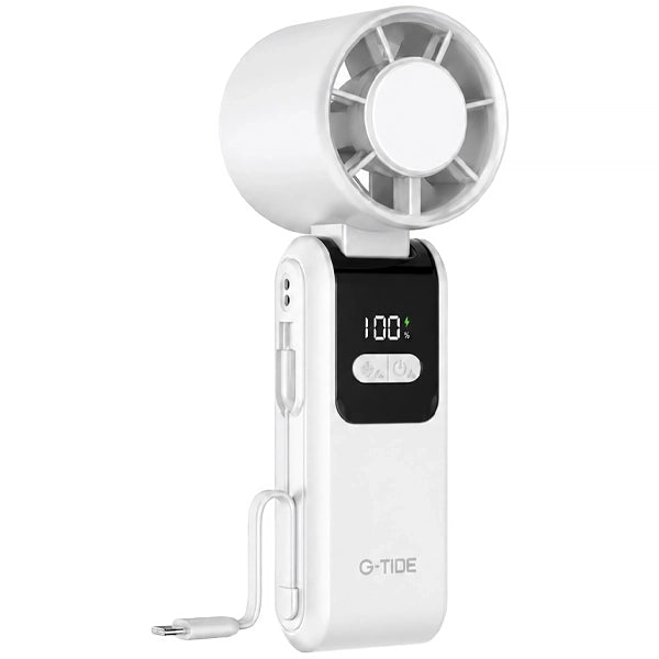 Mini Ventilador G-TiDE FH02 5 Pás Recarregável com Carregador Portátil - Branco